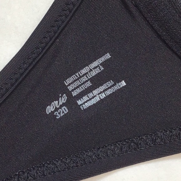 🏖️ Aerie Swim Classic Black Adjustable Bra Straps Bikini Top Sz. 32D - Picture 2 of 9
